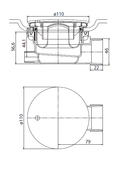 Сифон с гидрозатвором для душевого поддона Cezares CZR-01-90 ...