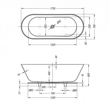 Ванна из искусственного камня Kolpa-San Atys Duo FS 174x70 Basis арт. Atys Duo FS 174x70 Ванна из искусственного камня Kolpa-San Atys Duo FS 174x70 Basis арт. Atys Duo FS 174x70