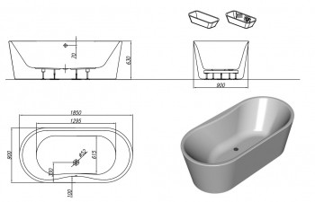 ����������� ������ (�����) ��� ����� Kolpa-San Comodo 185x90 ���. Comodo 185x90
