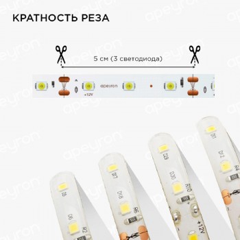 ������������ ��������������� ����� Apeyron 4,8W/m 60LED/m 5050SMD ������ ����� 5M  ���. 10-27
